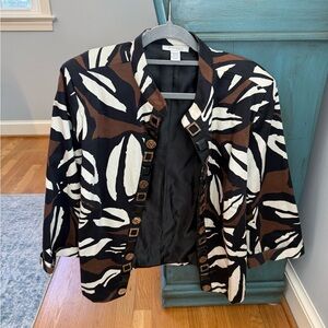 Dressbarn Black and Brown Patterned Blazer